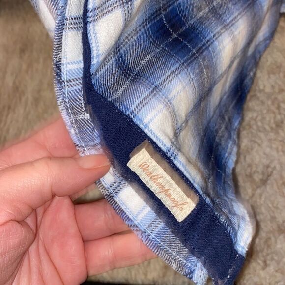 ORIGINAL Weatherproof Vintage Blue Soft Plaid Button up Long Sleeved Shirt Small - Picture 3 of 8